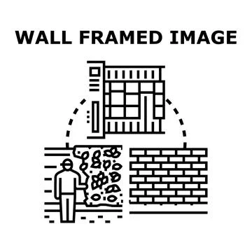 Wall framed image concept with various materials Stock Illustration