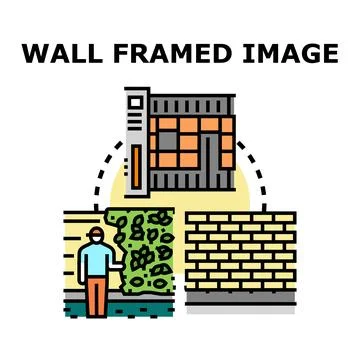Wall framed image concept with various materials Stock Illustration