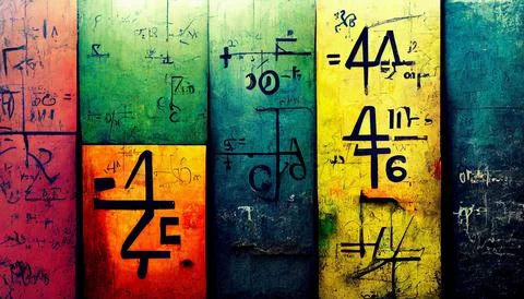 Wall full of mathematic equation mathematic symbol colorful background Stock Illustration