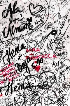 Wall full of messages from lovers Stock Photos