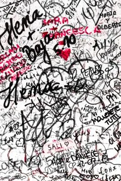 Wall full of messages  from lovers. Stock Photos