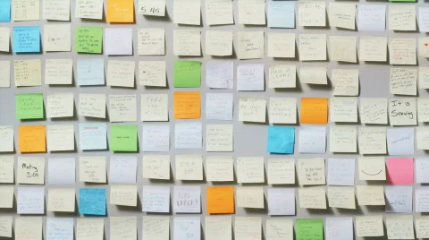 Wall full of post it notes Stock Footage