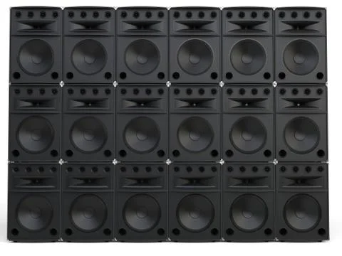 Wall of full range loudspeakers Stock Illustration