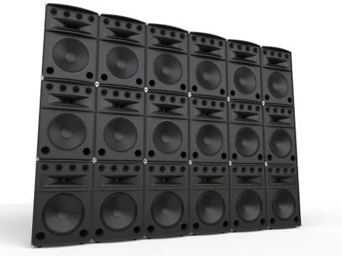 Wall of full range loudspeakers - studio shot Stock Illustration