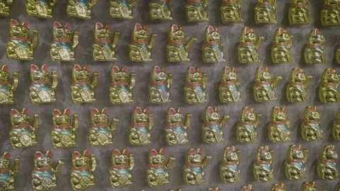 Wall full of waving lucky cat Asia Stock Footage 102346406