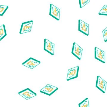 Wall gaps plaster isometric icon seamless pattern Stock Illustration