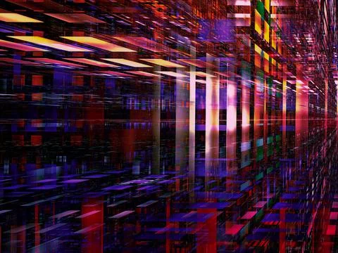 Wall of glass blocks with perspective effect - abstract 3d illustration Stock Illustration