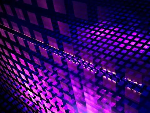 Wall of glowing cubes - abstract digitally generated 3d illustration Stock Illustration