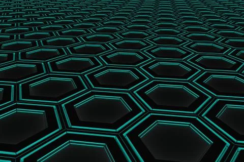 Wall of glowing hexagons Stock Illustration
