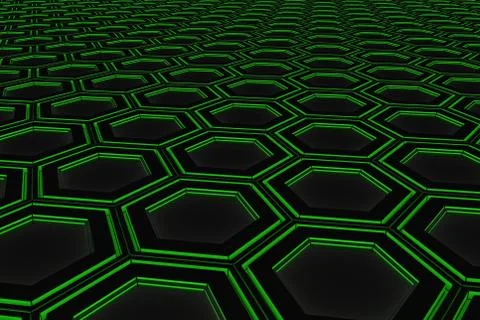 Wall of glowing hexagons Stock Illustration
