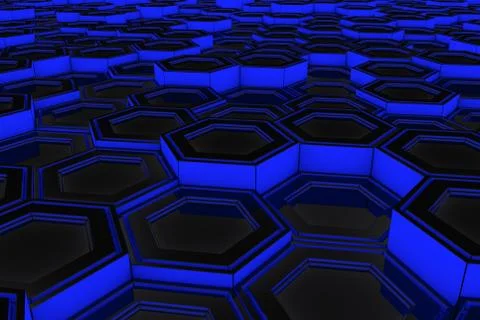 Wall of glowing hexagons Stock Illustration