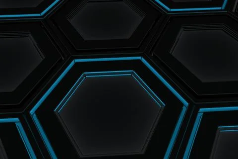 Wall of glowing hexagons Stock Illustration
