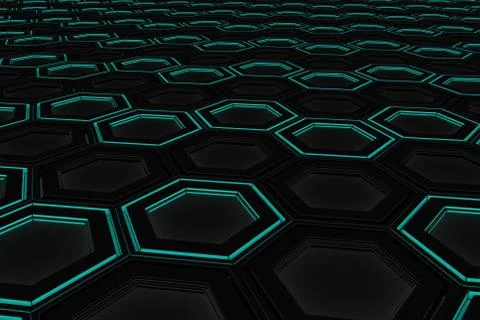 Wall of glowing hexagons Stock Illustration