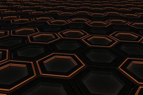 Wall of glowing hexagons Stock Illustration