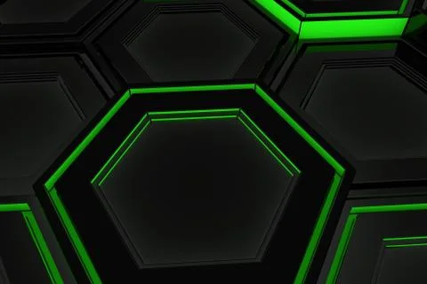 Wall of glowing hexagons Stock Illustration