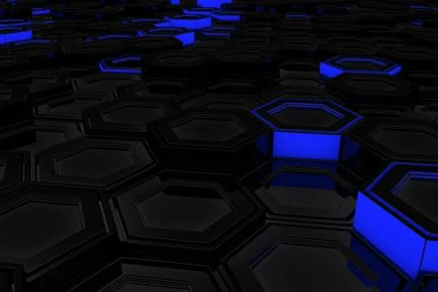 Wall of glowing hexagons Stock Illustration