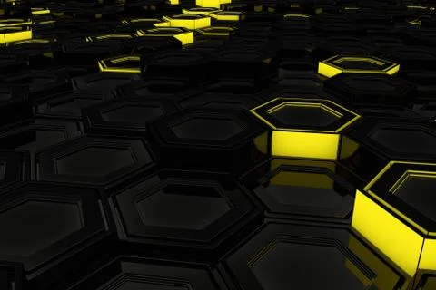 Wall of glowing hexagons 스톡 일러스트