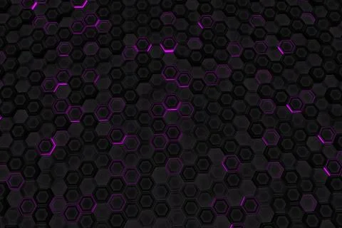 Wall of glowing hexagons Stock Illustration
