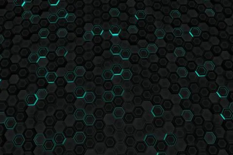 Wall of glowing hexagons Stock Illustration