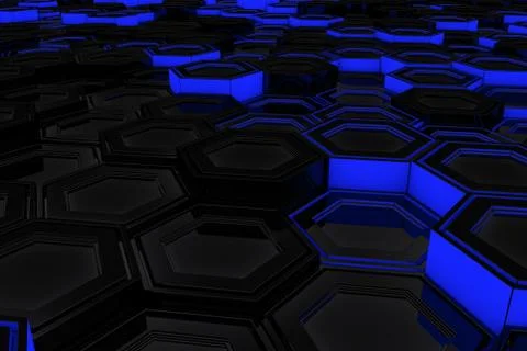 Wall of glowing hexagons Stock Illustration