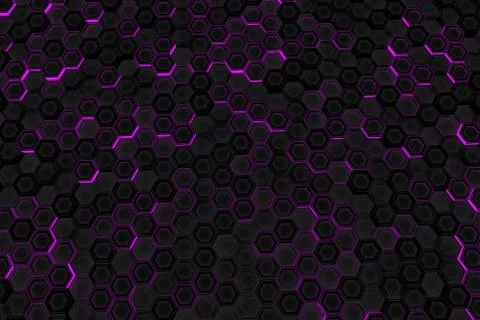 Wall of glowing hexagons Stock Illustration