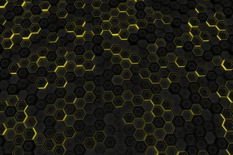 Wall of glowing hexagons Stock Illustration