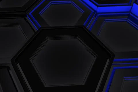 Wall of glowing hexagons Stock Illustration