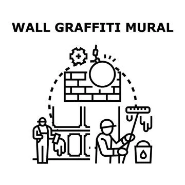 Wall graffiti mural concept vector illustration icon Stock Illustration