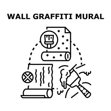 Wall graffiti mural concept vector illustration Stock Illustration
