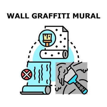 Wall graffiti mural concept vector illustration Stock Illustration