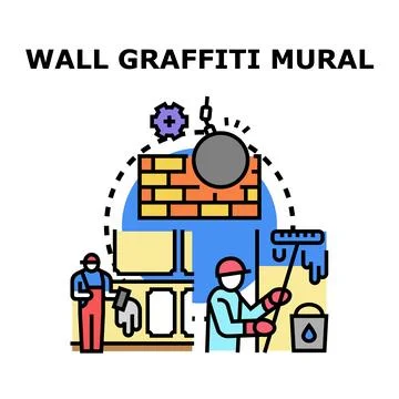 Wall graffiti mural concept vector illustration icon Stock Illustration