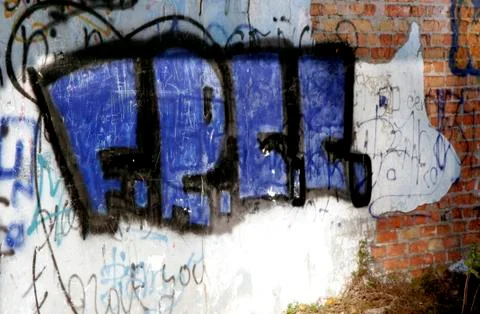 Wall with graffiti Stock Photos