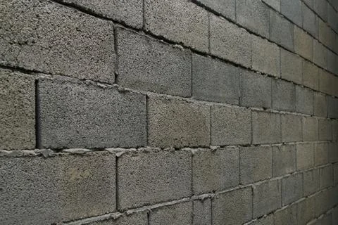 Wall of gray slag block brick Stock Photos