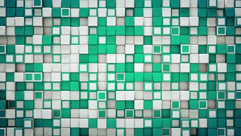 Wall of green and white 3D cubes abstrac... | Stock Video | Pond5