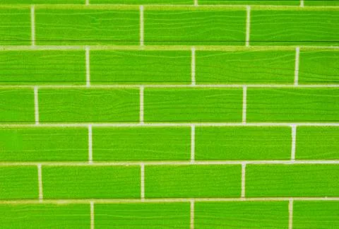 Wall green background / brick pattern green texture Stock Photos