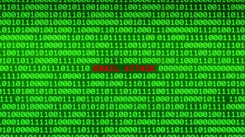 Wall of Green Binary Code Revealing EMAIL ATTACK Data Matrix Background Stock Footage 82213712