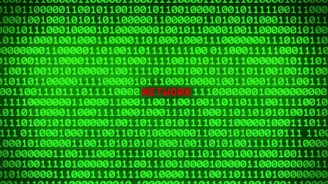 Wall of Green Binary Code Revealing NETWORK  Data Matrix Background Stock Footage 82214824