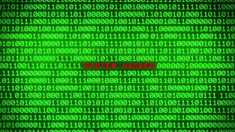 Wall of Green Binary Code Revealing SYSTEM HACKED   Data Matrix Background Stock Footage 82215608