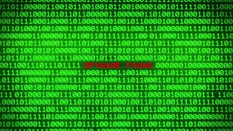 Wall of Green Binary Code SPYWARE FOUND Random Binary Data Matrix Background Stock Footage 82215600
