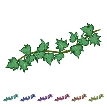 Wall green ivy cartoon vector graphic Stock Illustration