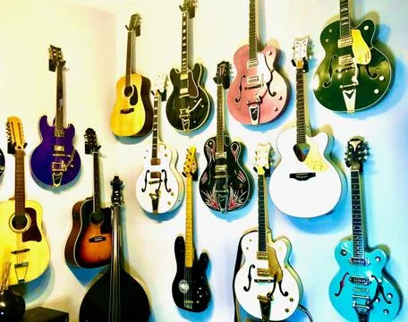 Wall of guitars Foto stock