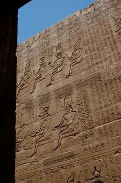 Wall of Hieroglyphics in Egypt Stock Photos