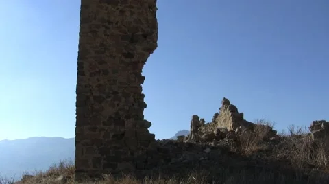 Wall of a house destroyed Stock Footage 46087428