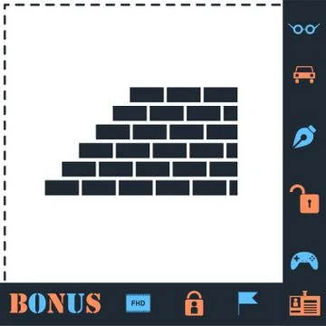 Wall icon flat Illustrazione stock