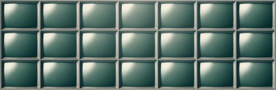 Wall of identical computer monitors Stock Photos