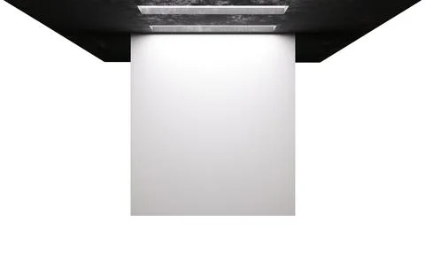A wall is illuminated by light coming from the ceiling. The design features.. 写真素材