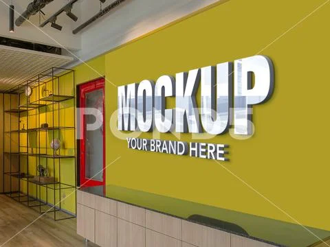 Wall Indoor 3d Logo Mockup Modello PSD
