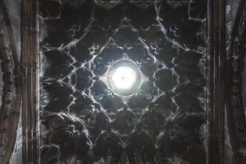 The wall inside monastery Geghard, located in the mountains of Armenia Stock Photos