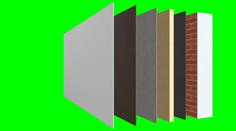 Wall insulation layers on green screen Illustrazione stock
