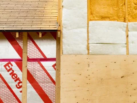Wall insulation to save heating energy Stock Photos